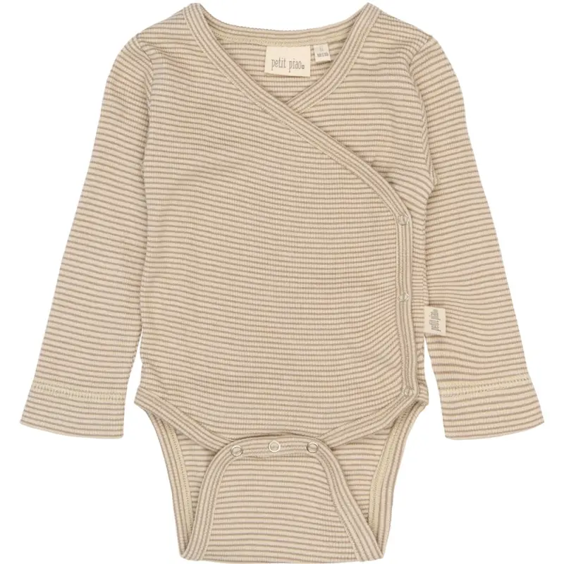 Petit Piao Pure Cashmere/Dark Off White Ppdian Body L/S Fold Over Stripe Nb Noos 1