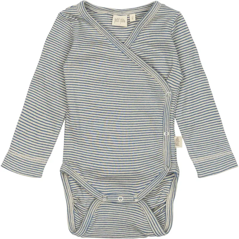Petit Piao True Navy/Dark Off White Ppdian Body L/S Fold Over Stripe Noos 1