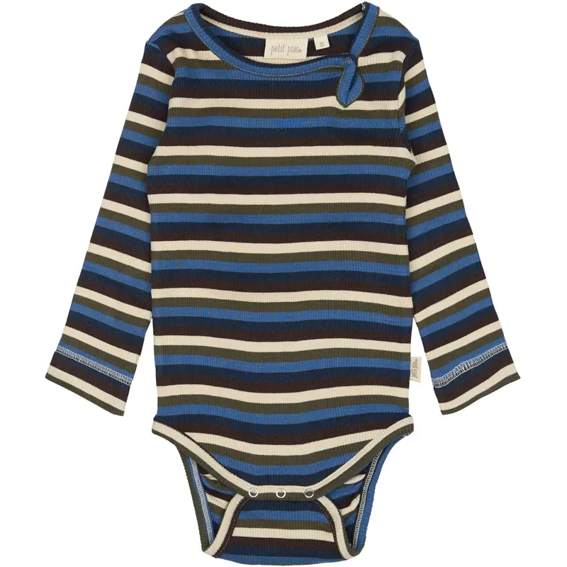 Petit Piao True Navy Multistripe Body L/S Modal Multi Striped 1