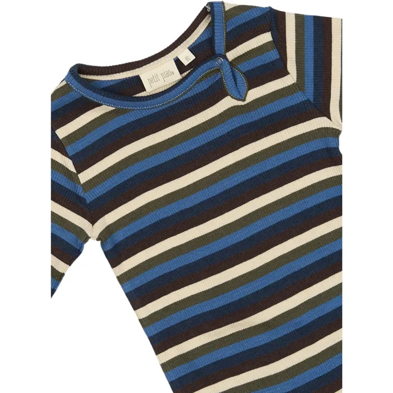 Petit Piao True Navy Multistripe Body L/S Modal Multi Striped 2