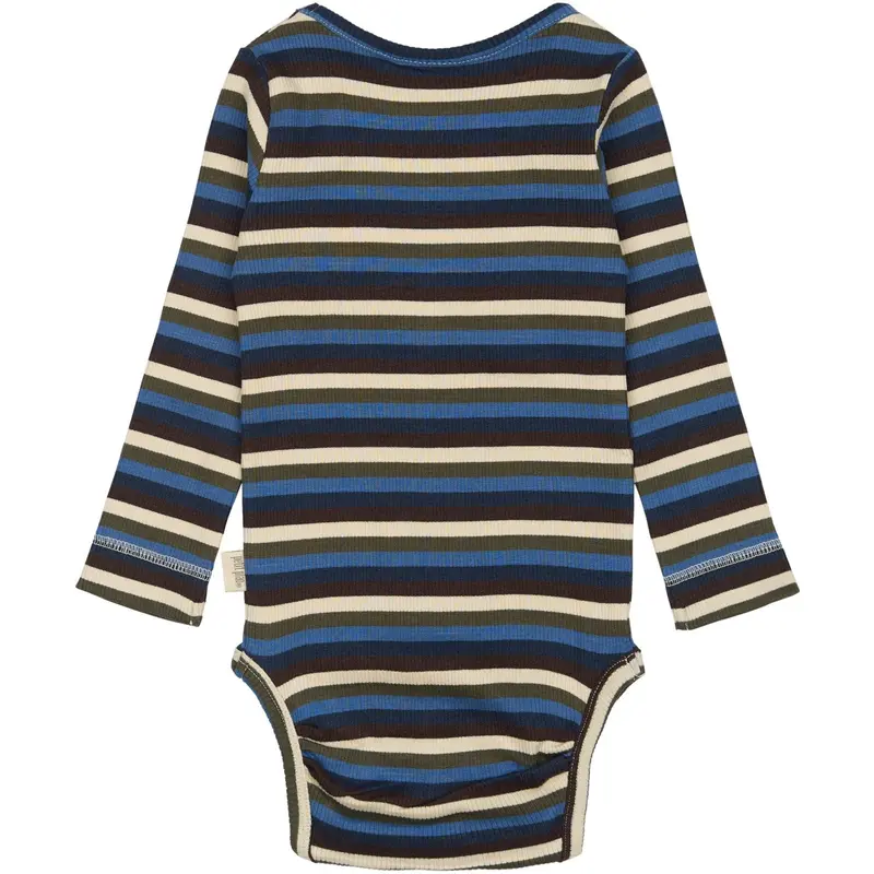 Petit Piao True Navy Multistripe Body L/S Modal Multi Striped 3