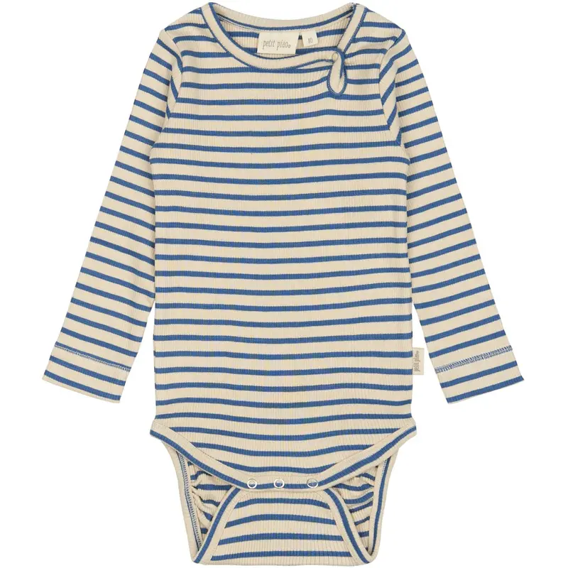 Petit Piao True Navy/Off White Body L/S Modal Striped 1
