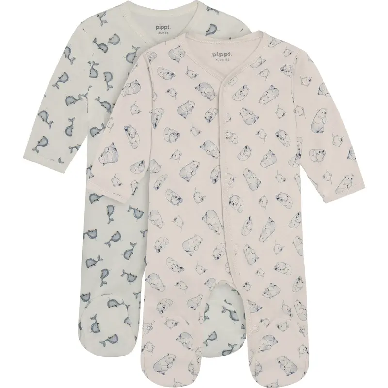 Pippi Flint Stone Natdragt W/F -Buttons 2-Pak 1