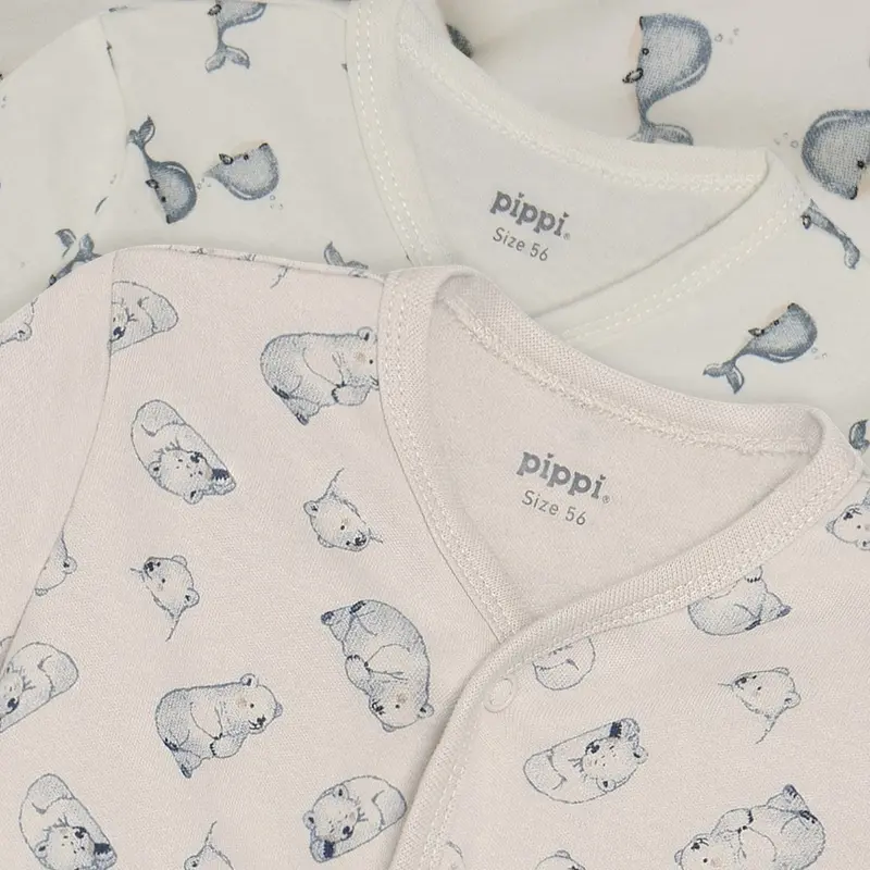 Pippi Flint Stone Natdragt W/F -Buttons 2-Pak 2