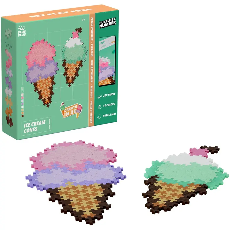 Plus-Plus Puslespil By Number Ice Cream Cones 250Pcs 1