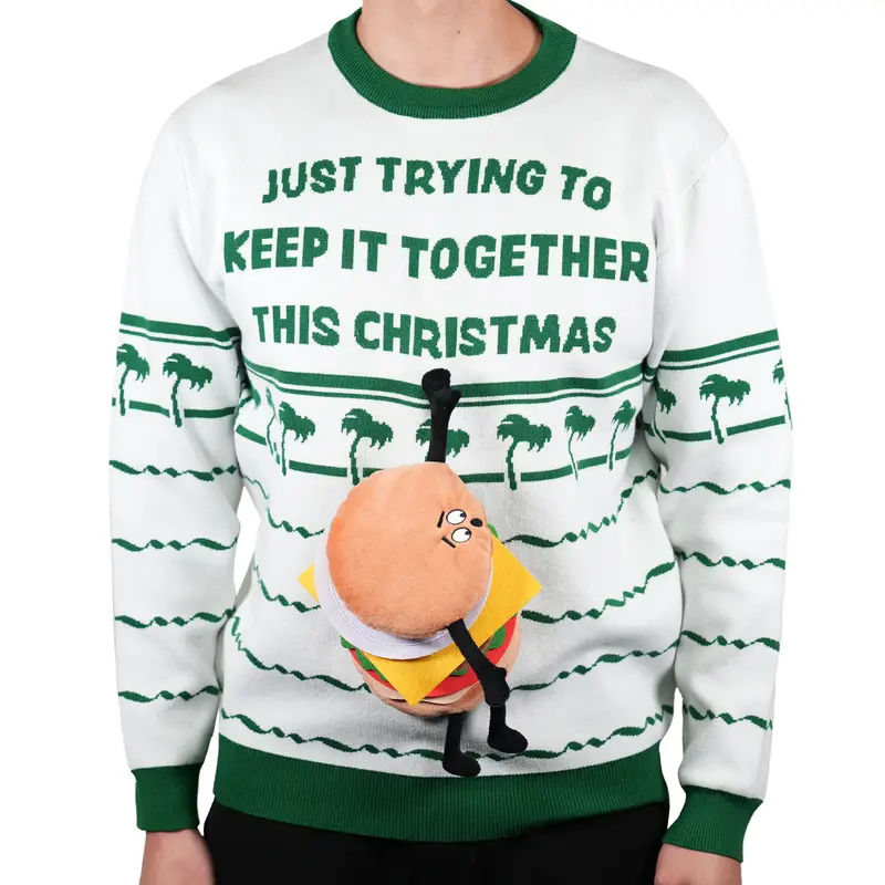 Plush Burger Christmas Sweater 1
