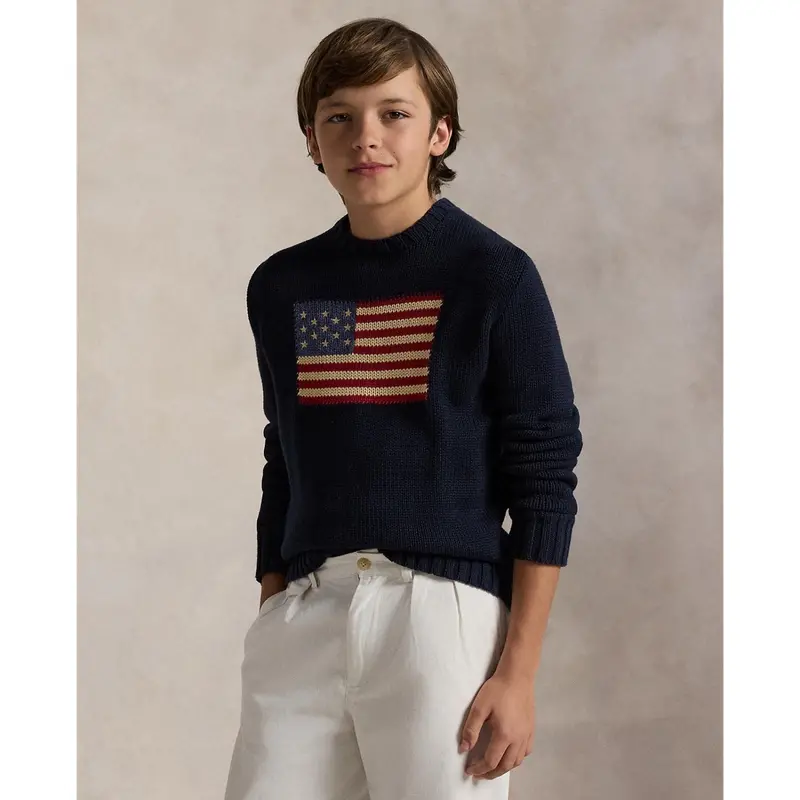 Polo Ralph Lauren Boy Long Sleeved Flag Sweater Hunter Navy 2