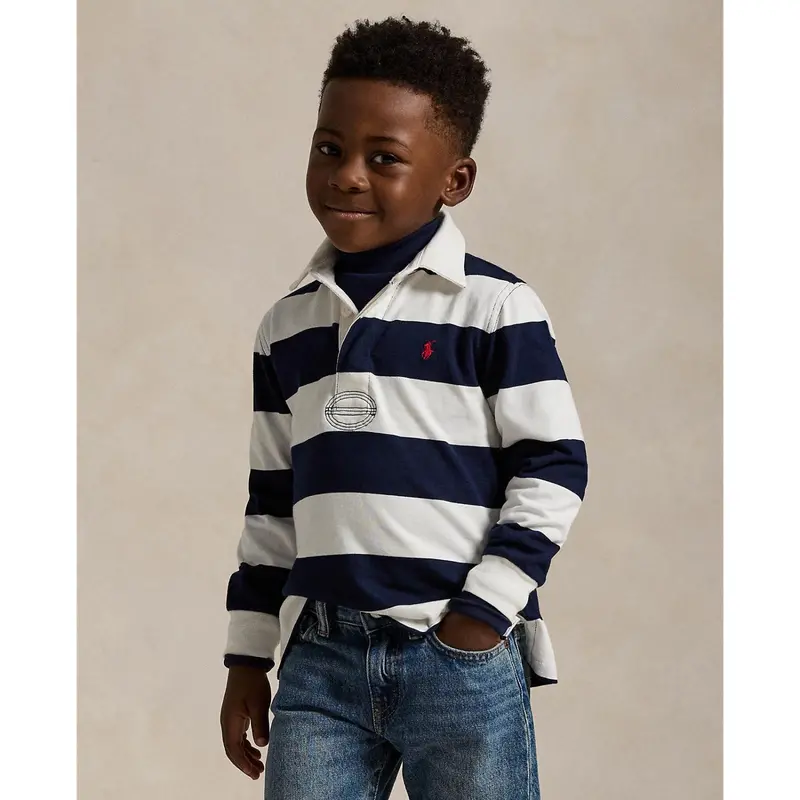Polo Ralph Lauren White/Cruise Navy Rugby Polo T-Shirt 2