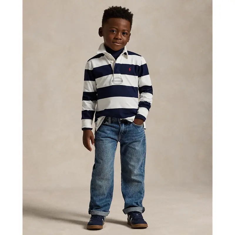 Polo Ralph Lauren White/Cruise Navy Rugby Polo T-Shirt 4