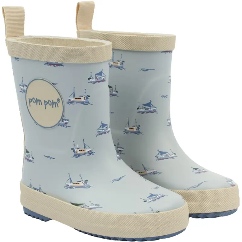 Pom Pom Pearl Blue Boat Aop Bliss Gummistøvler Aop 1