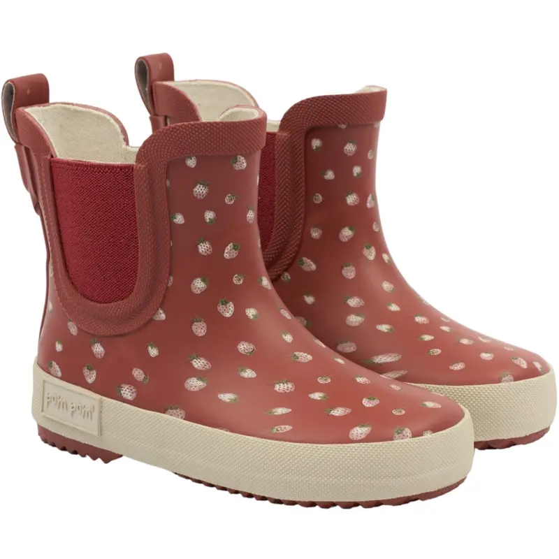 Pom Pom Strawberry Dot Look Gummistøvler Ankle 1
