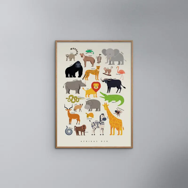 Poster & Frame Citatplakat - Afrikas Dyr – Børneplakat 2