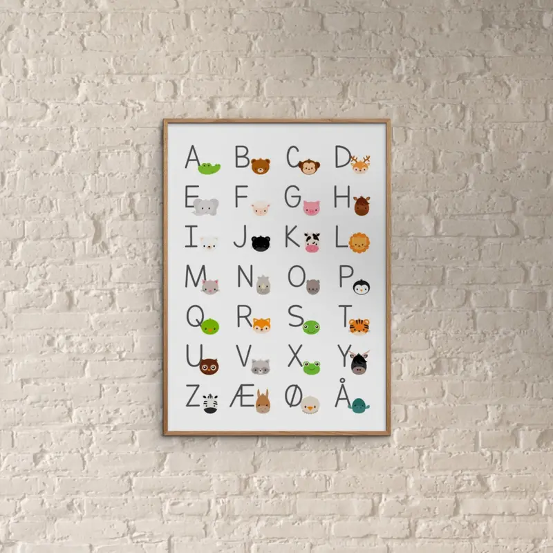 Poster & Frame Citatplakat - Alfabet Plakat Med Dyr Til Børn 2