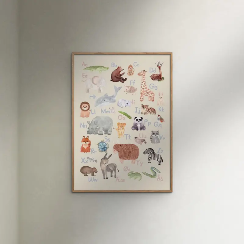 Poster & Frame Citatplakat - Dyrenes Alfabet – Børneplakat 2