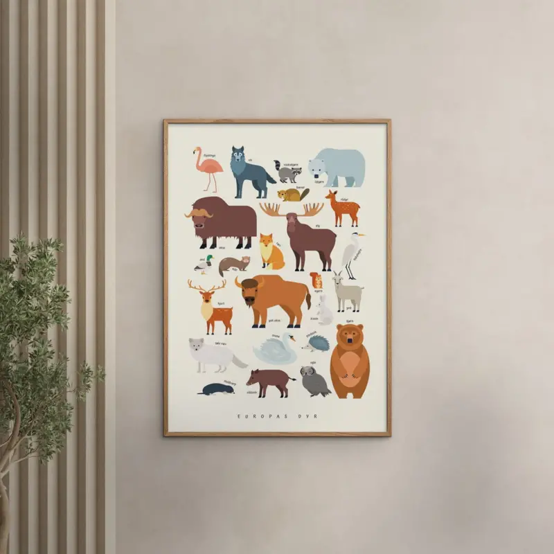 Poster & Frame Citatplakat - Europas Dyr – Børneplakat 2