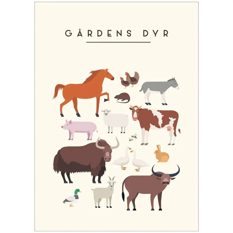 Poster & Frame Citatplakat - Gårdens Dyr – Børneplakat 1
