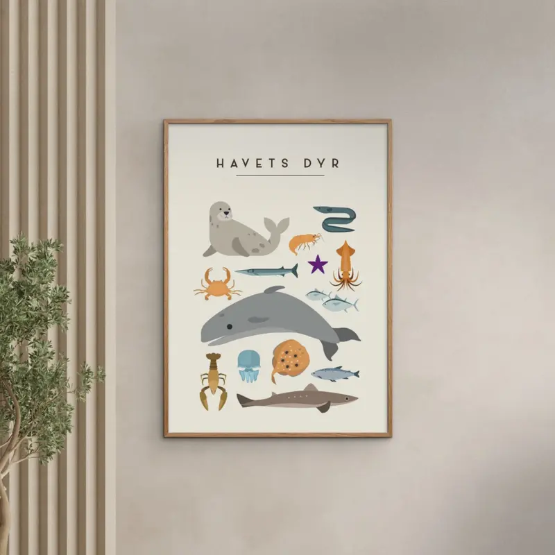 Poster & Frame Citatplakat - Havets Dyr – Børneplakat 2