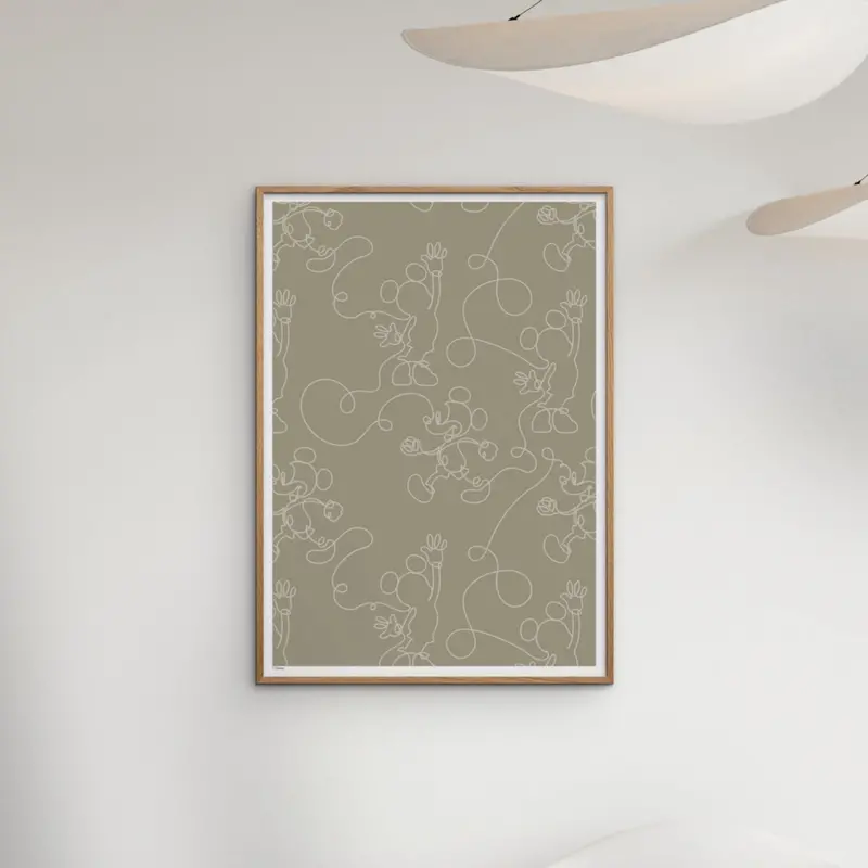 Poster & Frame Disney - Green & White Mickey Outline 2