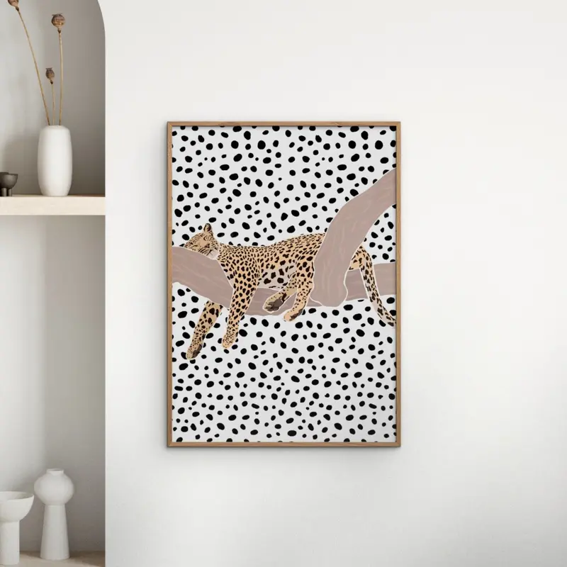 Poster & Frame Sarah Manovski - Leopard Sleeping Polkadots 2
