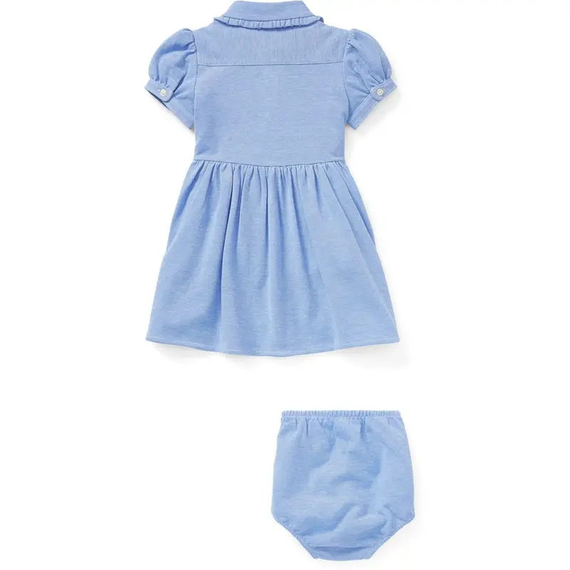 Ralph Lauren Baby Solid Oxford Kjole & Bloomer Harbour Island Blue 2
