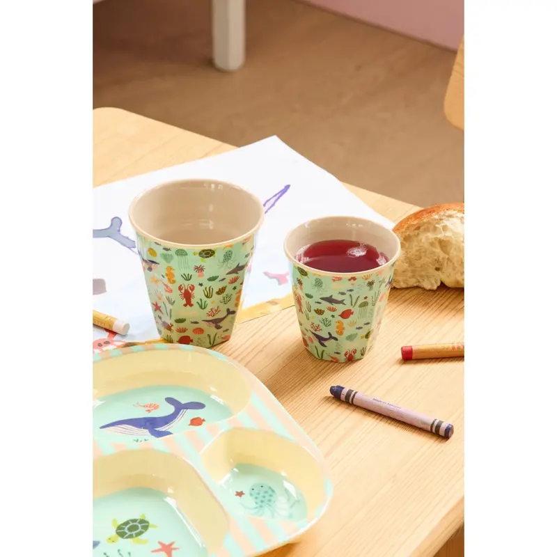 Rice Blue Ocean Print Melamine Kids Kop Small 160 Ml 2
