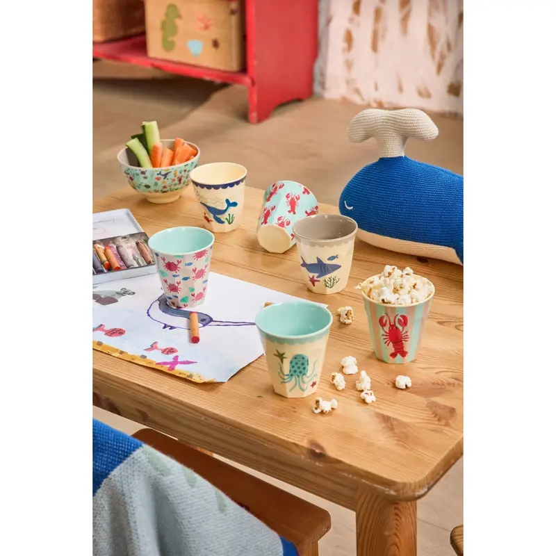 Rice Blue Ocean Print Melamine Kopper Small 6 Pak 160 Ml 2