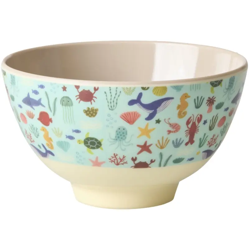 Rice Blue Ocean Print Melamine Skål Small 300 Ml 1