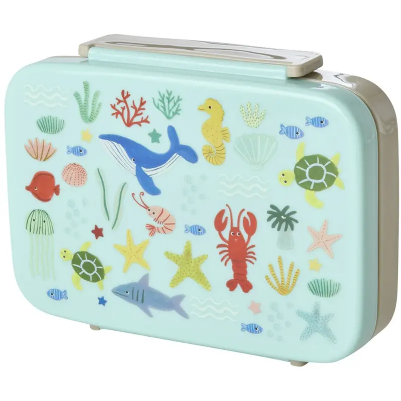 Rice Blue Ocean Print Plastik Madkasse Med 6 Rum 1