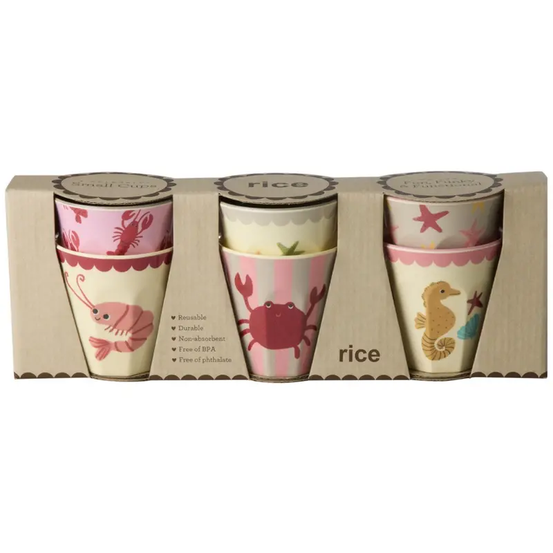 Rice Coral Ocean Print Melamine Kopper Small 6 Pak 160 Ml 1