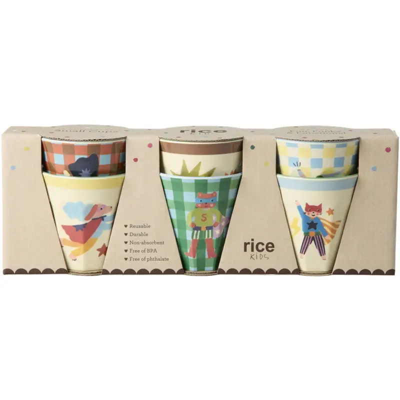Rice Melamin Kids Kop Med Hero Print - Green - Small - 6 Pak - 160 Ml 1