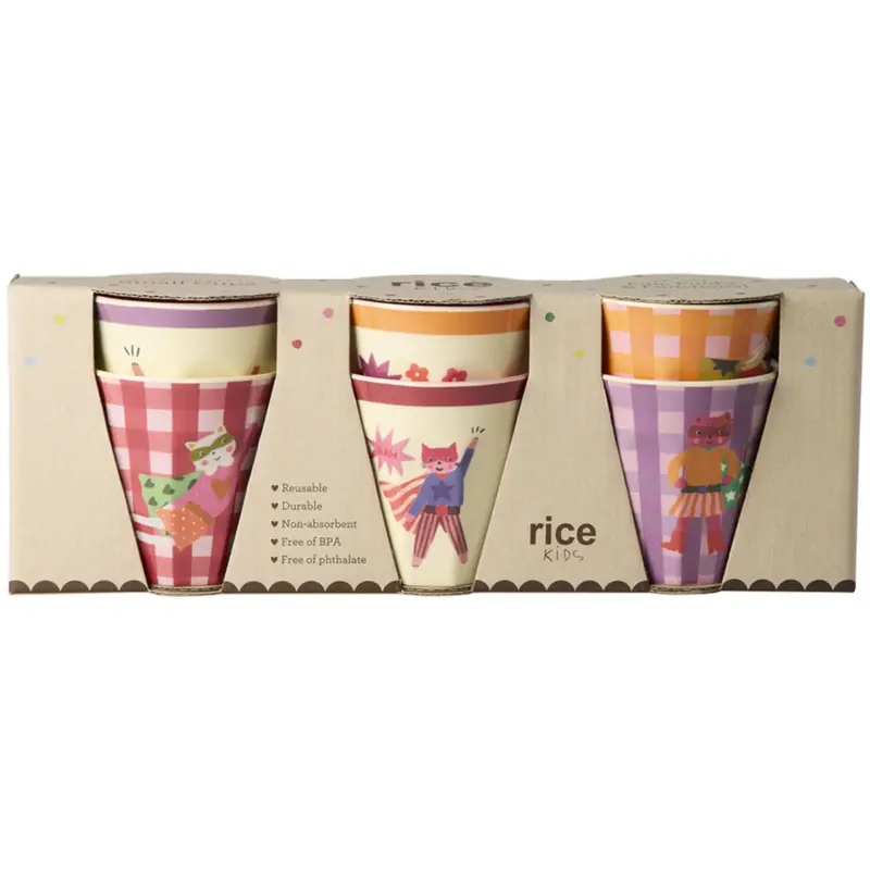 Rice Melamin Kids Kop Med Hero Print - Pink - Small - 6 Pak - 160 Ml 1