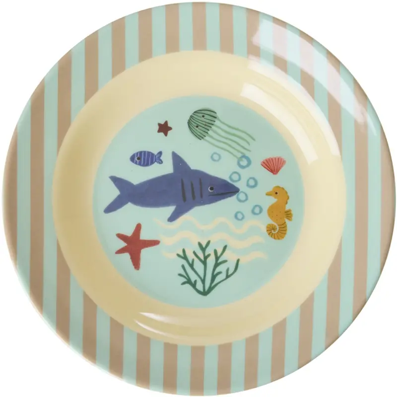 Rice Melamin Kids Skål Med Blue Ocean Print - 250 Ml 1
