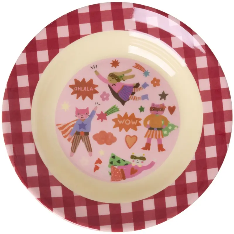 Rice Melamin Kids Skål Med Hero Print - Pink - 250 Ml 1