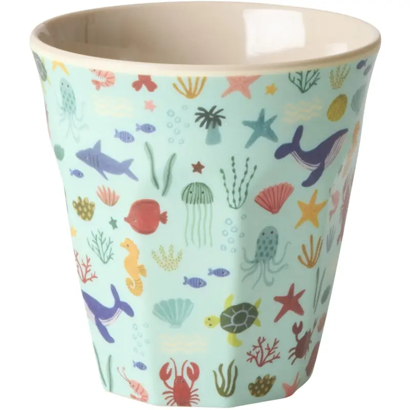 Rice Melamin Kop Med Blue Ocean Print - Medium - 250 Ml 1