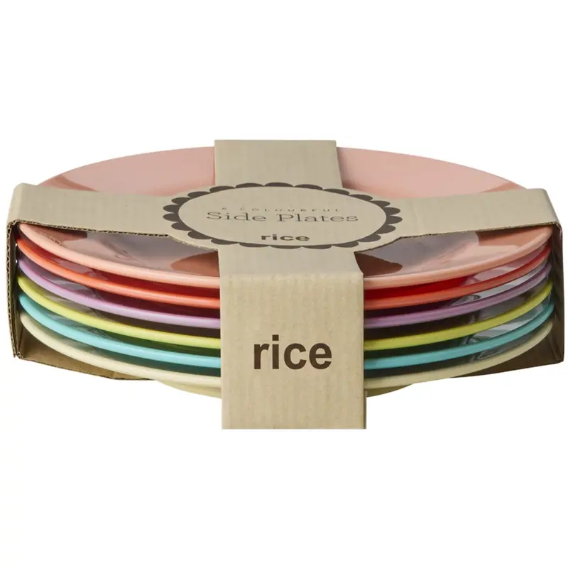 Rice Melamin Round Side Plates In Asst. Glory Days Colors - 6 Pak 1