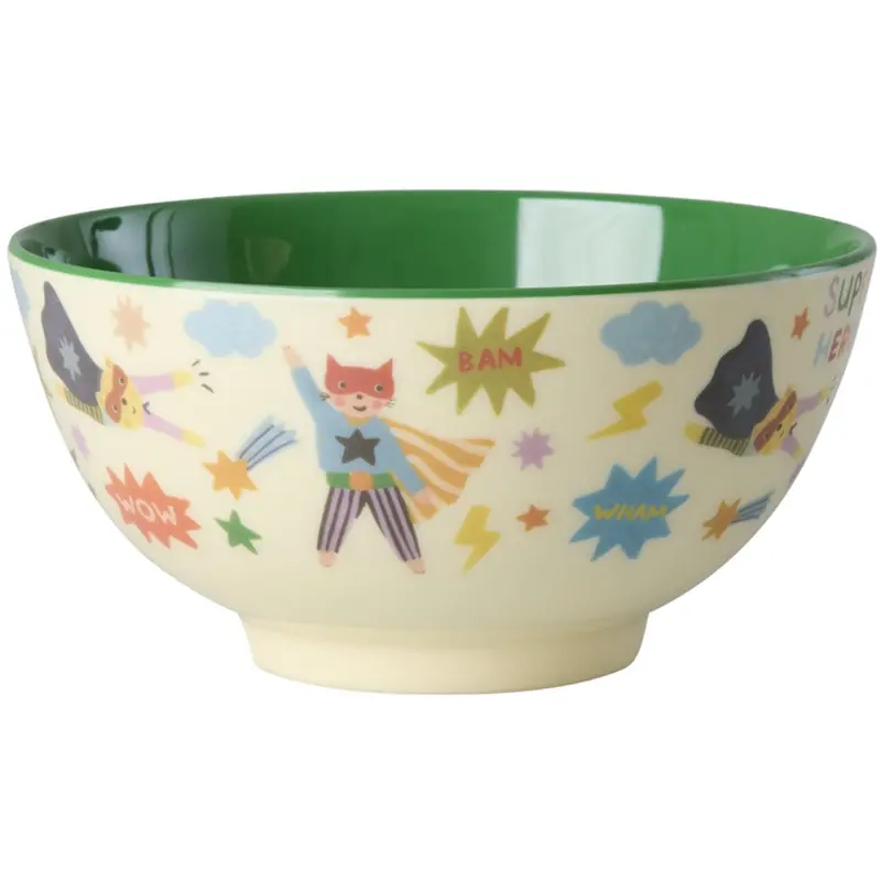 Rice Melamin Skål Med Hero Print - Medium - Green - 700 Ml 1