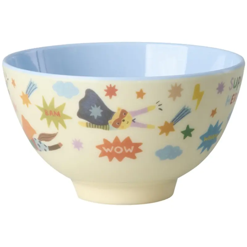 Rice Melamin Skål Med Hero Print - Small - Soft Blue - 300 Ml 1