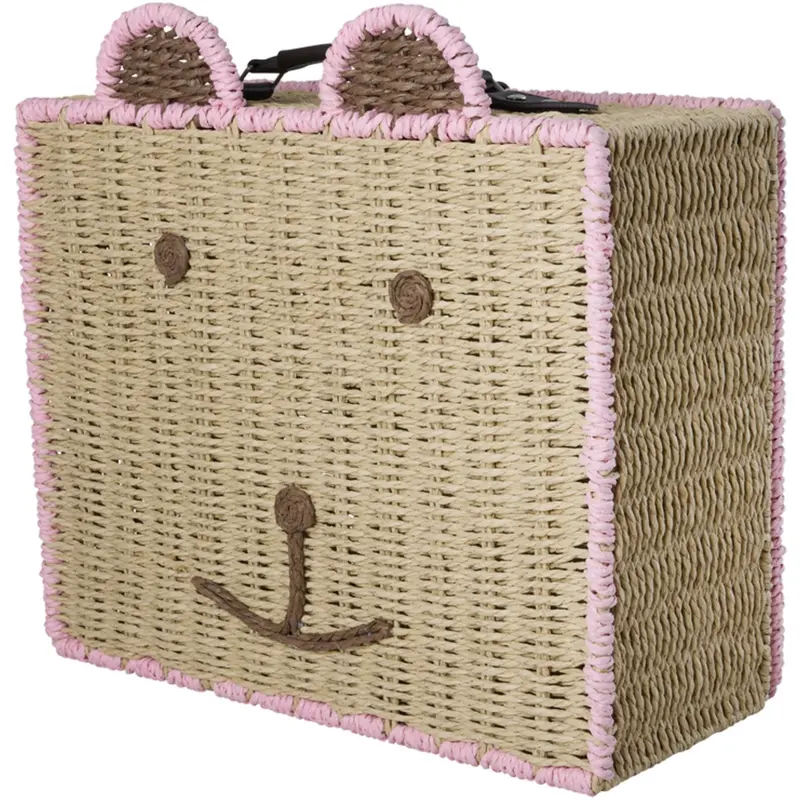 Rice Paper Rope Kuffert In Bjørn Shape Med Pink Details 1