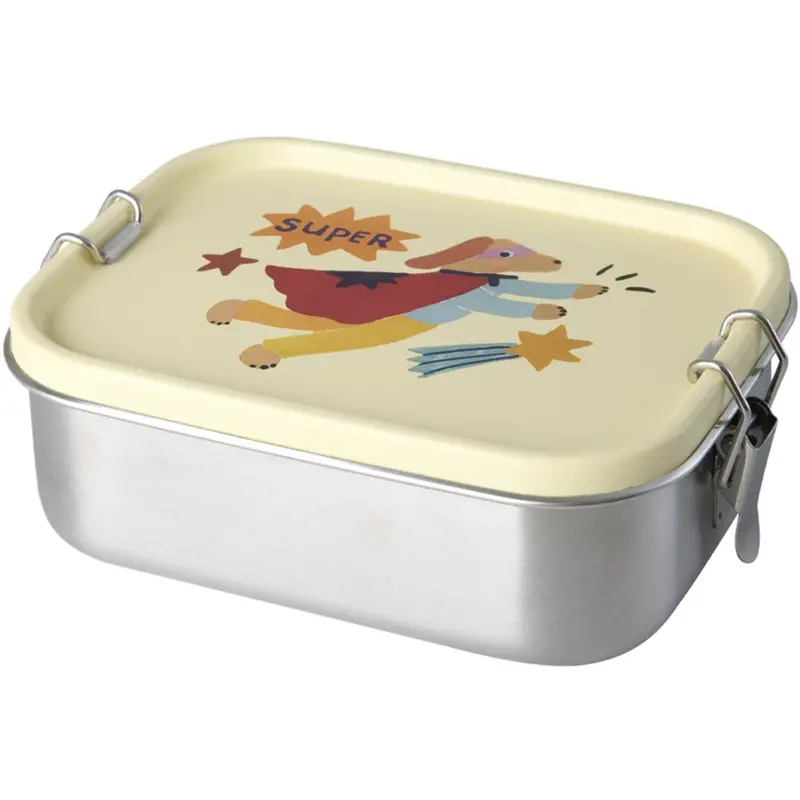 Rice Stainless Steel Lunchbox Med Moveable Divider Og Hero Print - Cream - Small - 800 Ml 1