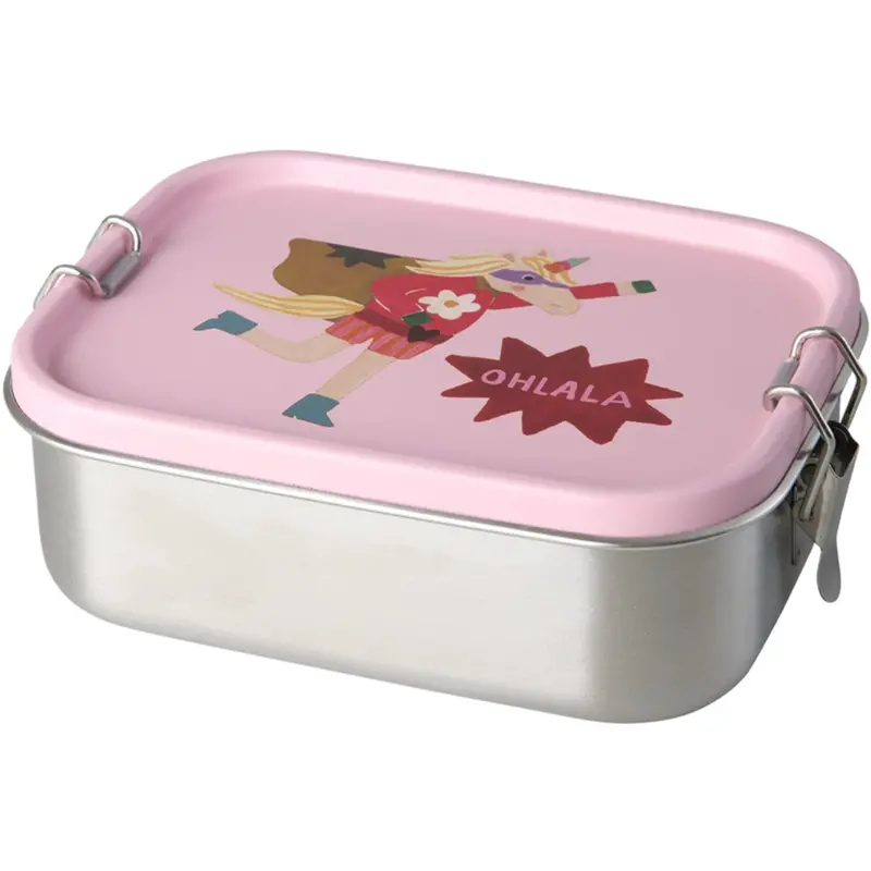 Rice Stainless Steel Lunchbox Med Moveable Divider Og Hero Print - Pink - Small - 800 Ml 1