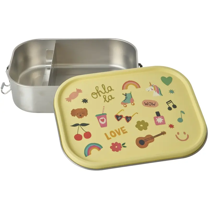 Rice Unicorn Love Print Rustfrit Stål Madkasse Med Bevægelig Opdeler Large 1400 Ml 1