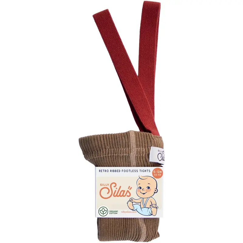 Silly Silas Acorn Brown With Maple Leaf Footless Strømpebukser Christmas Edition 1