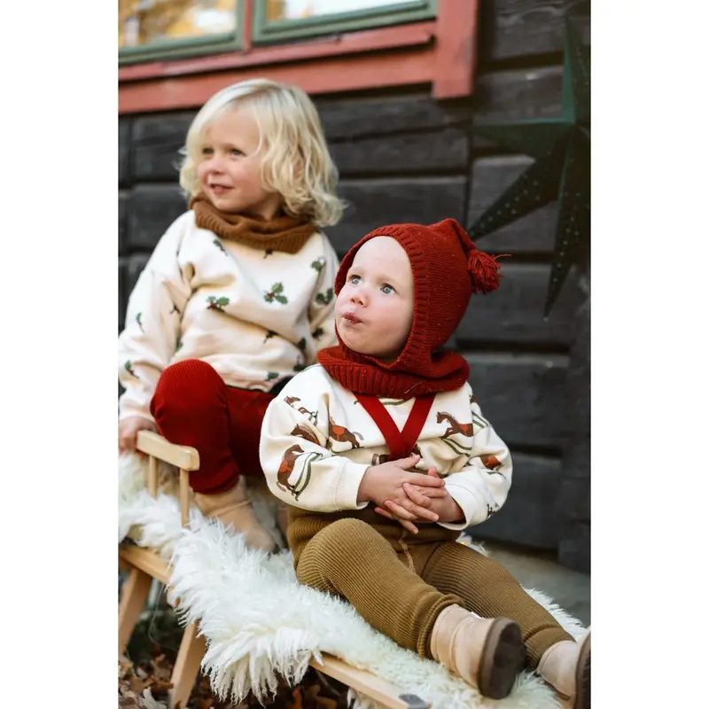 Silly Silas Acorn Brown With Maple Leaf Footless Strømpebukser Christmas Edition 2