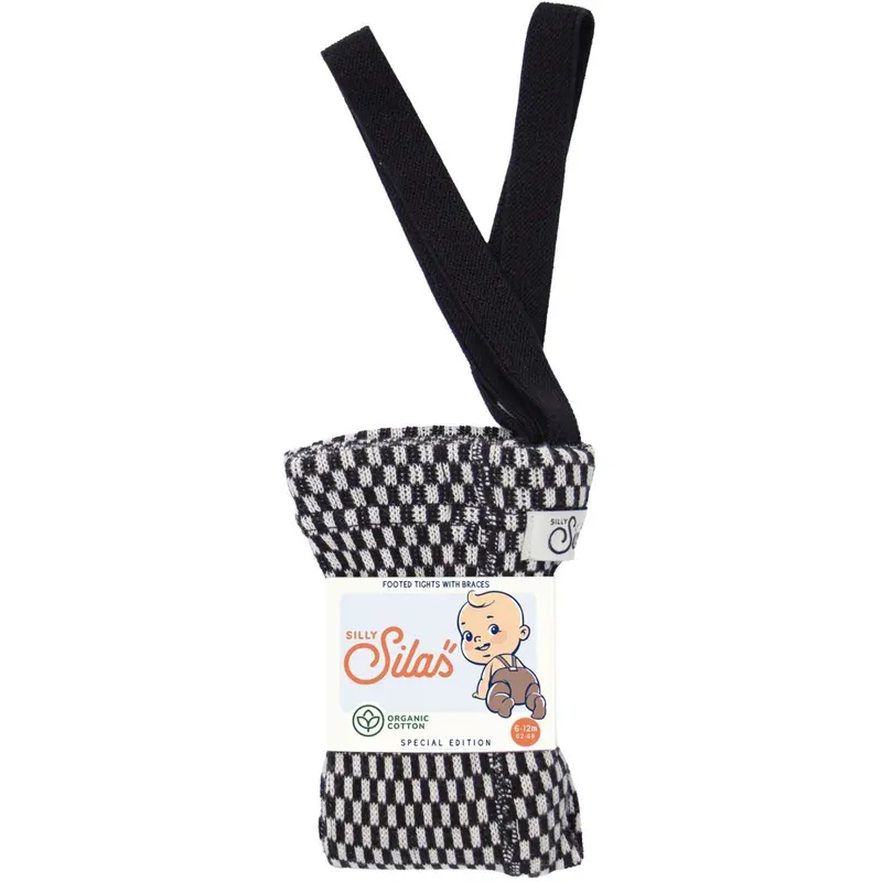 Silly Silas Black X White Checked Special Footed Strømpebukser 1