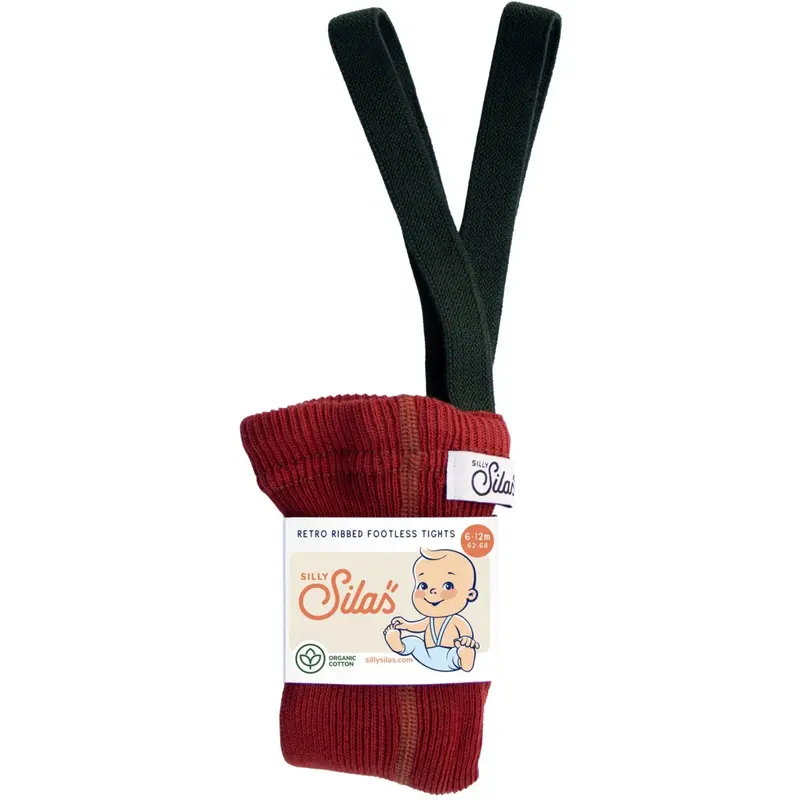 Silly Silas Maple Leaf With Dark Forest Green Footless Strømpebukser Christmas Edition 1
