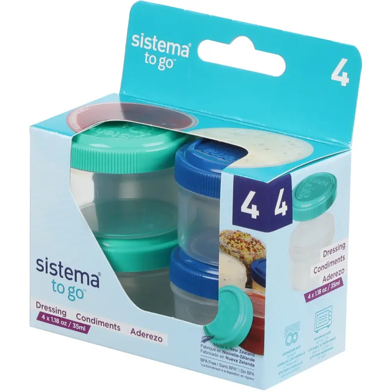 Sistema Ocean Blue & Minty Teal To Go Dressing Opbevaringsbøtter 35 Ml 4-Pak 1