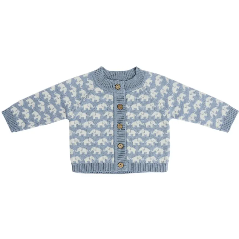 Smallstuff Blue Cardigan Ao Elefanter Merino Uld 1
