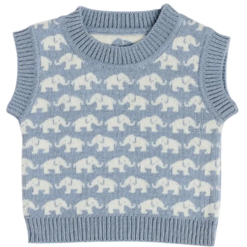 Smallstuff Blue Vest Ao Elefanter Merino Uld 1