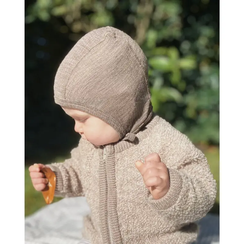Smallstuff Natur Melange Cardigan Med Lynlås Bouclé Merino Uld 2