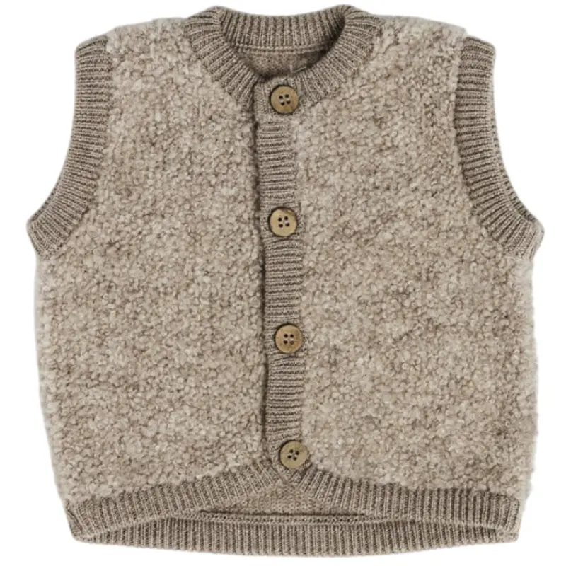 Smallstuff Natur Melange Vest Med Knapper Bouclé Merino Uld 1